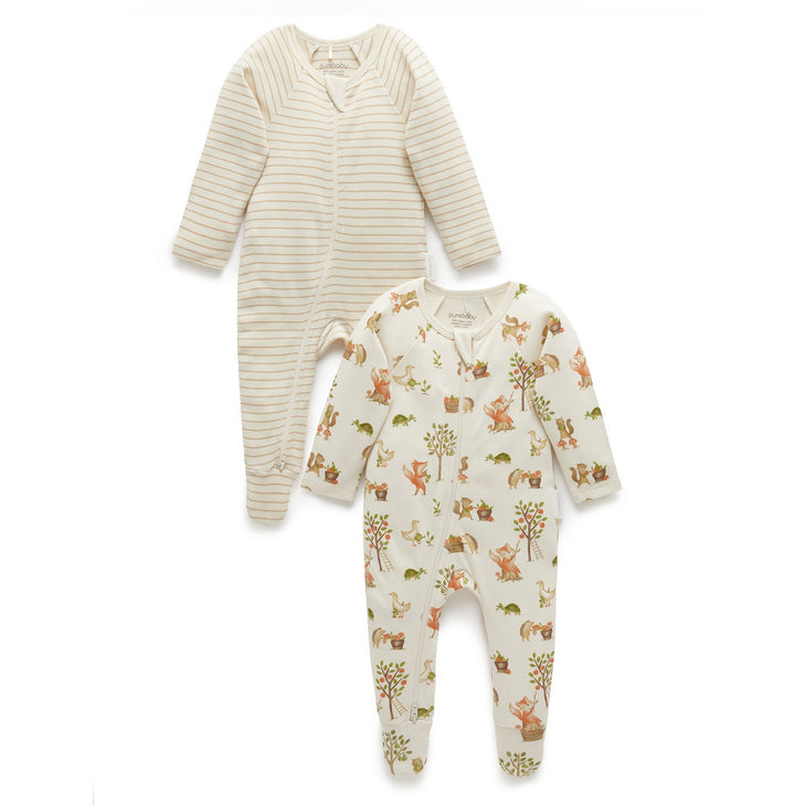 Harvest Print Zip Growsuit (2 Pack)