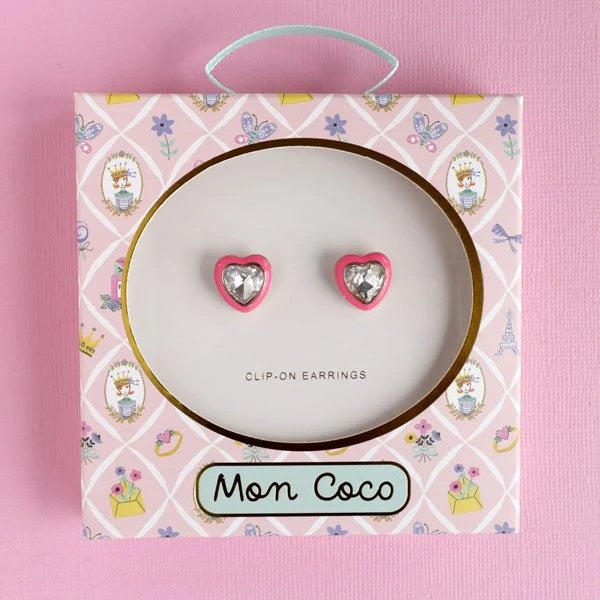 Bling Heart Clip-On Earrings