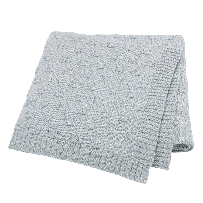 Square Detail Knit Blanket (Grey)