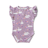 Swan Lake Short Sleeve Bodysuit With Frill
