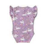 Swan Lake Short Sleeve Bodysuit With Frill