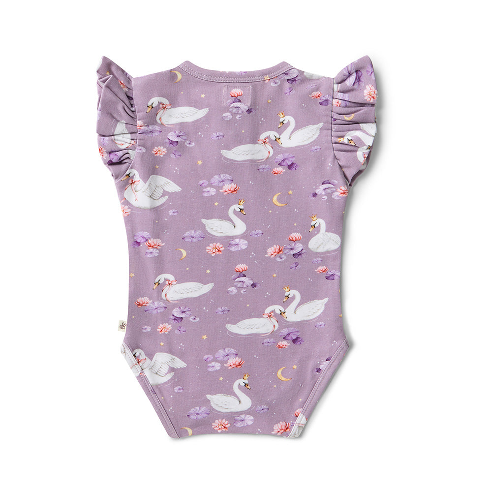 Swan Lake Short Sleeve Bodysuit With Frill