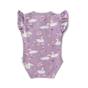 Swan Lake Short Sleeve Bodysuit With Frill