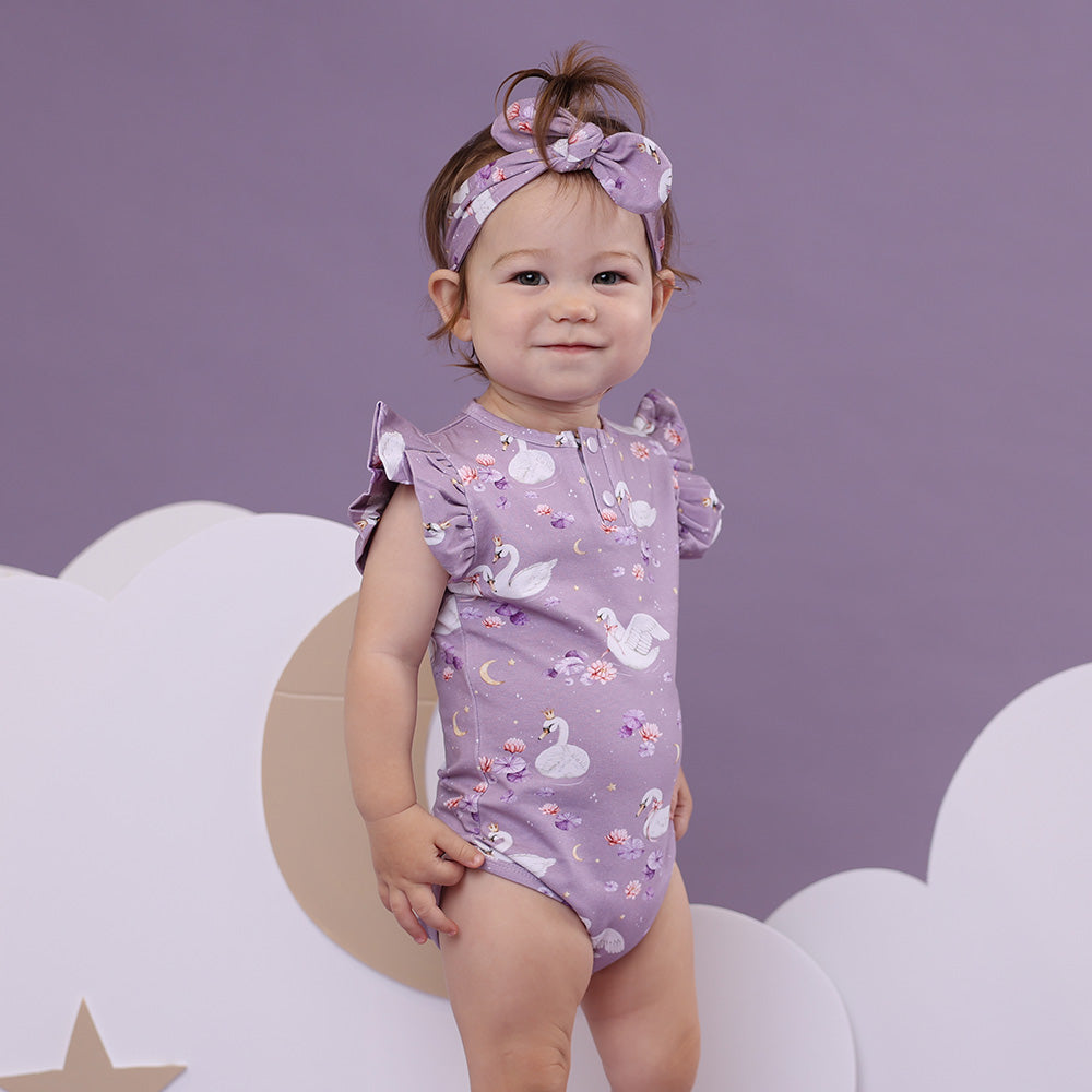 Swan Lake Short Sleeve Bodysuit With Frill