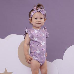 Swan Lake Short Sleeve Bodysuit With Frill
