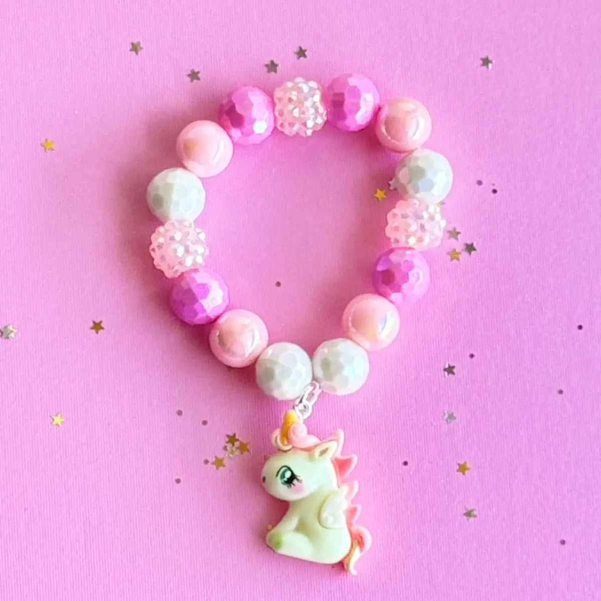 Pink Unicorn Bead Bracelet