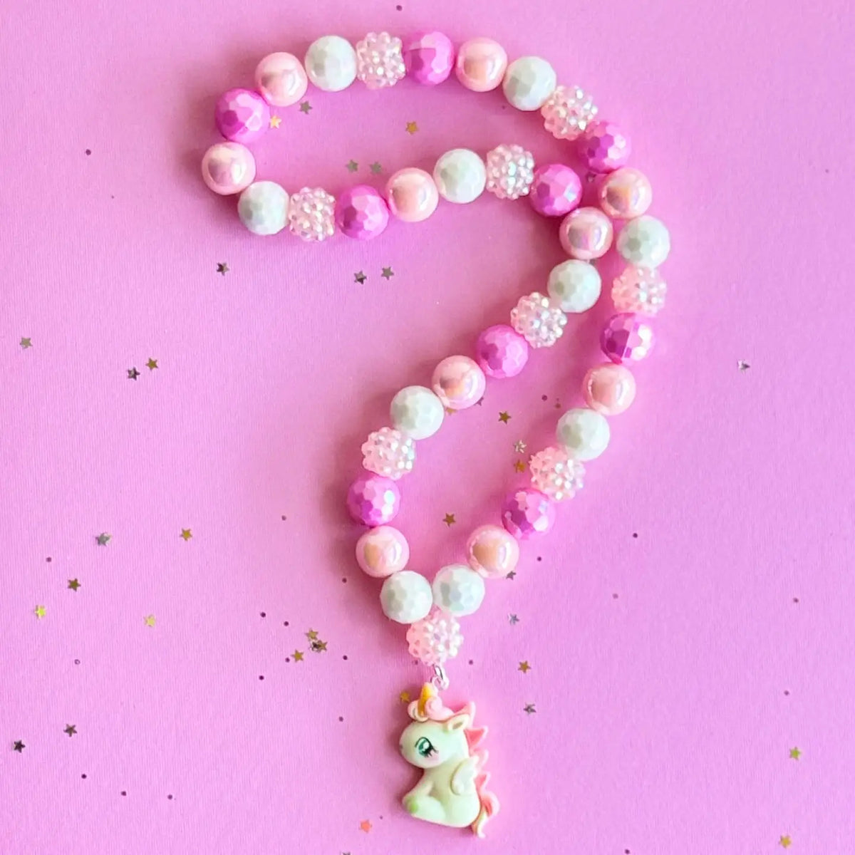 Pink Unicorn Bead Necklace