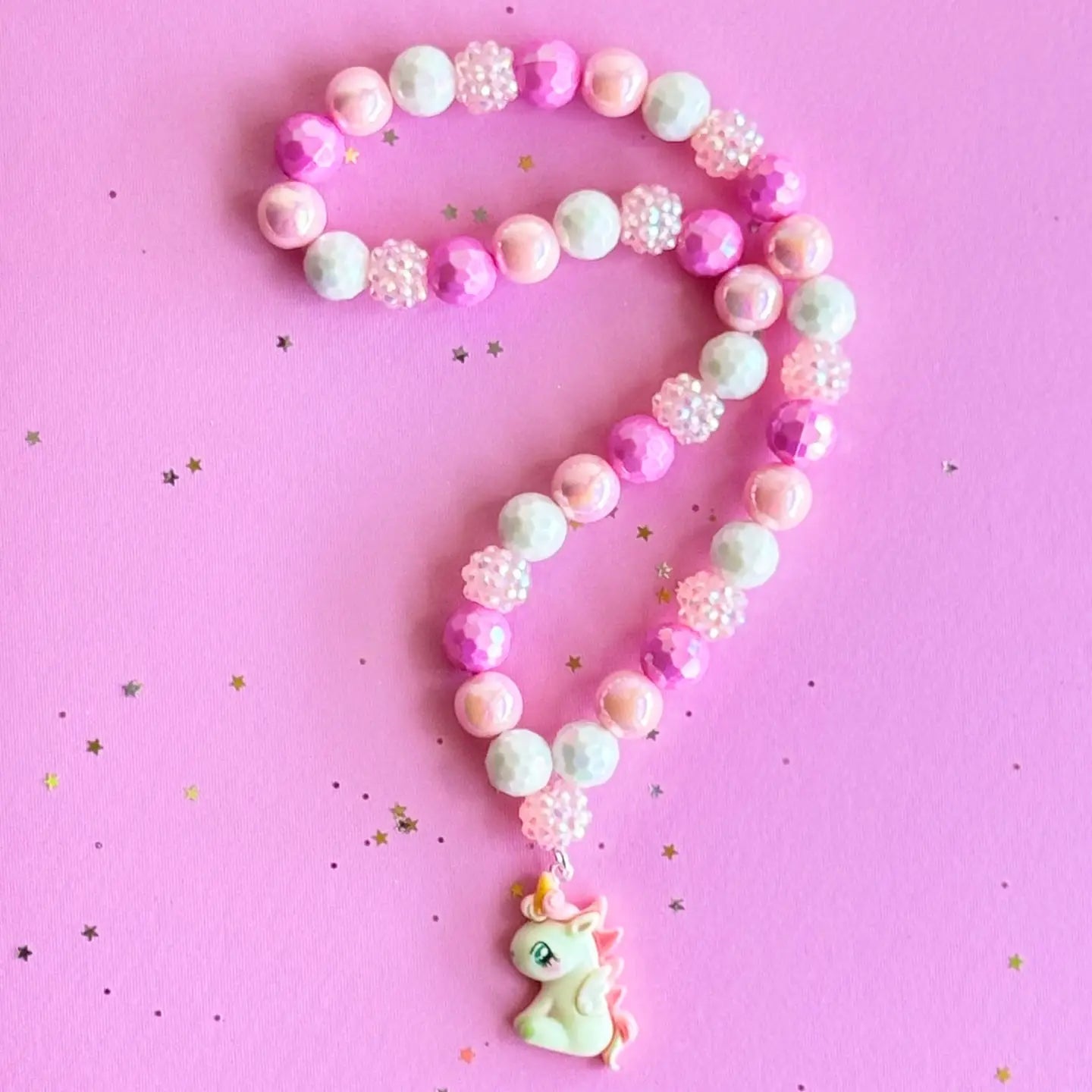 Pink Unicorn Bead Necklace