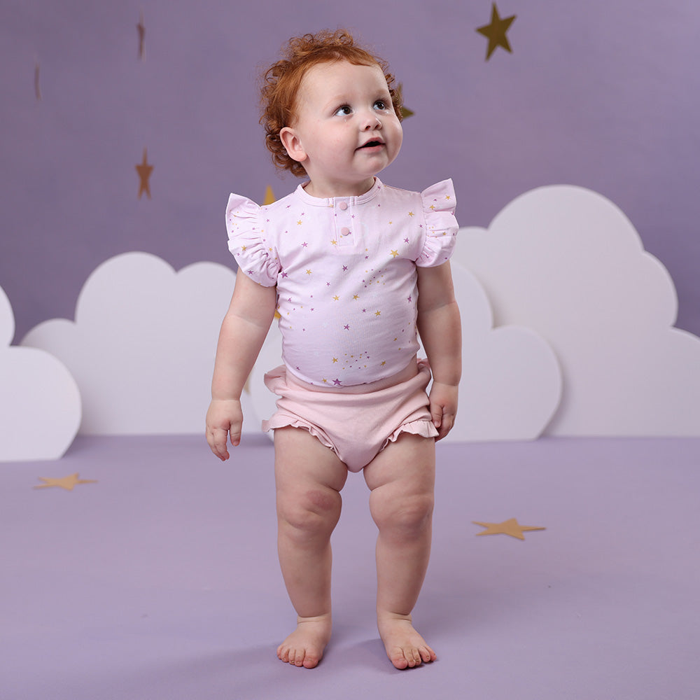 Twinkle Short Sleeve Bodysuit With Frill