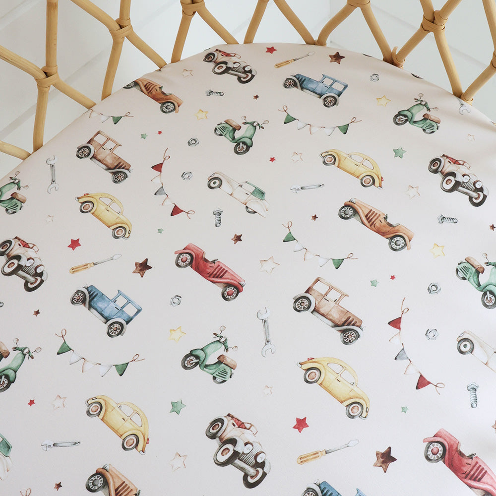 Vintage Cars Bassinet Sheet/Change Pad Cover