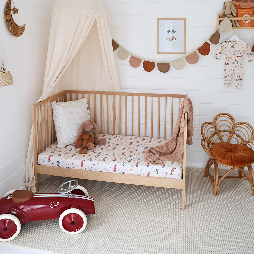 Vintage Cars Fitted Cot Sheet