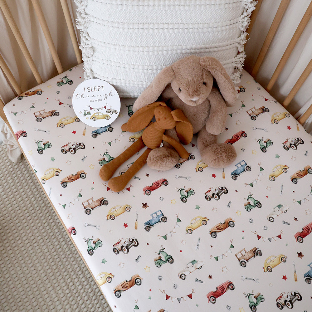 Vintage Cars Fitted Cot Sheet