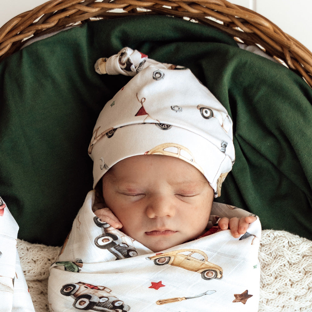 Vintage Cars Knotted Beanie