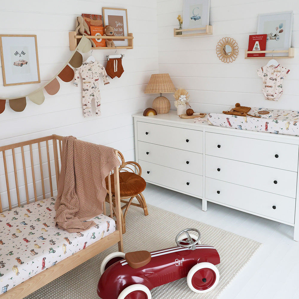 Vintage Cars Fitted Cot Sheet