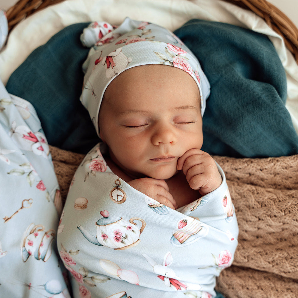 White Rabbit Jersey Wrap & Beanie Set