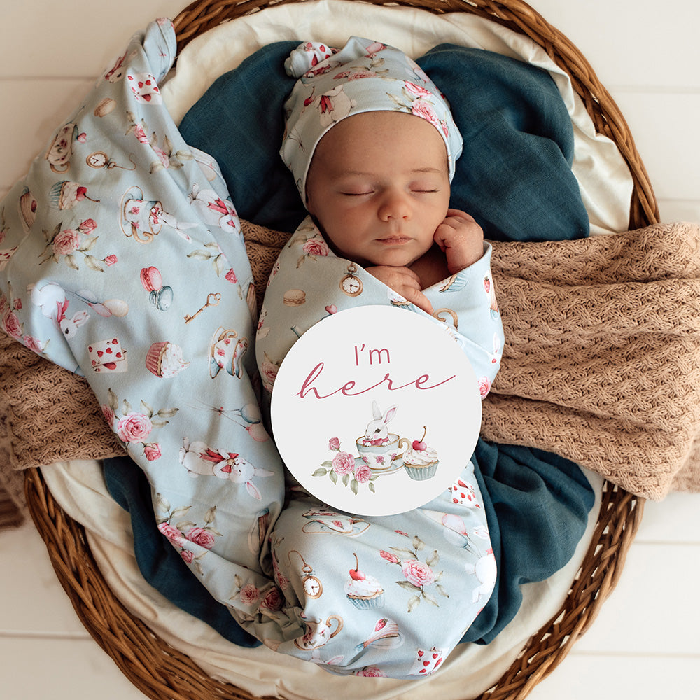 White Rabbit Jersey Wrap & Beanie Set