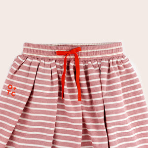 Coral Stripe Hadley Midi Skirt