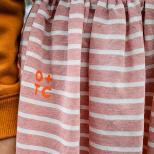 Coral Stripe Hadley Midi Skirt