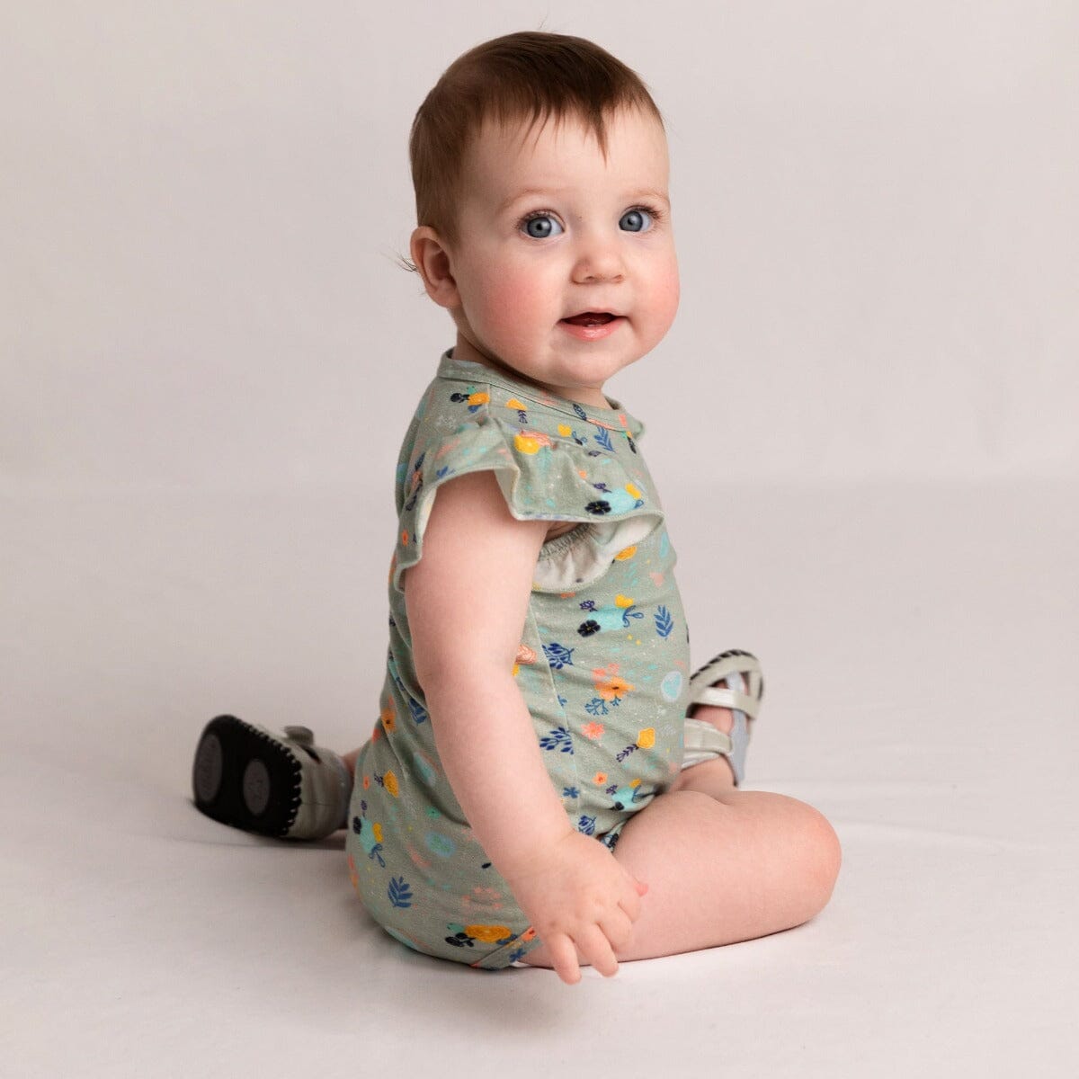 Floral SS Flutter Bodysuit (Sage)