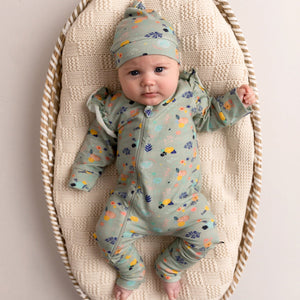 Floral Flutter Zipsuit (Sage)
