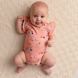 Floral SS Flutter Bodysuit (Pink)