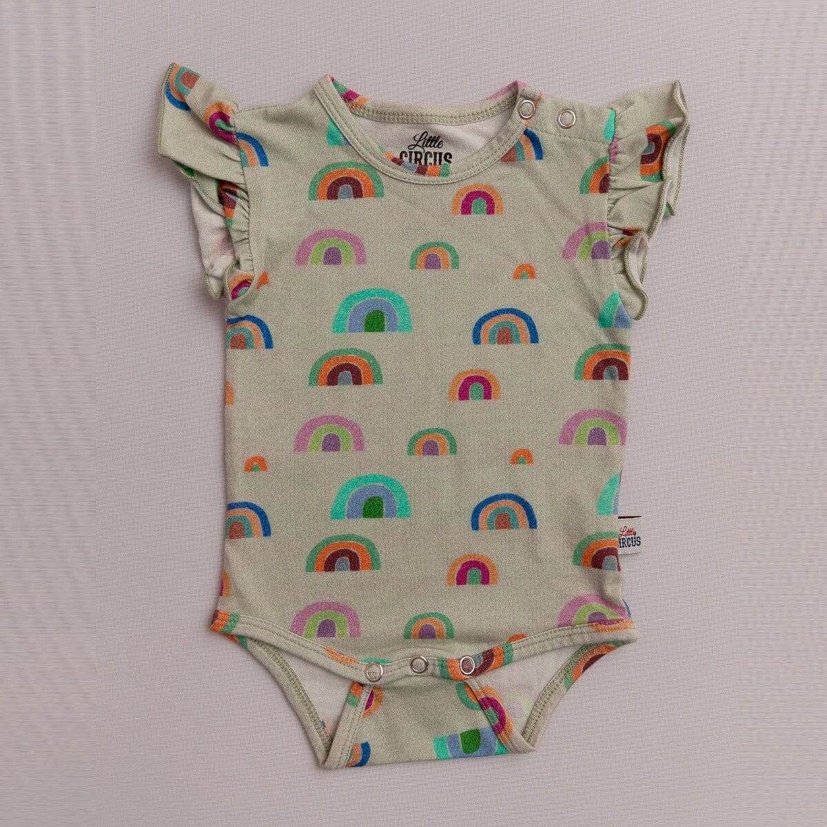 Rainbow SS Flutter Bodysuit (Sage)