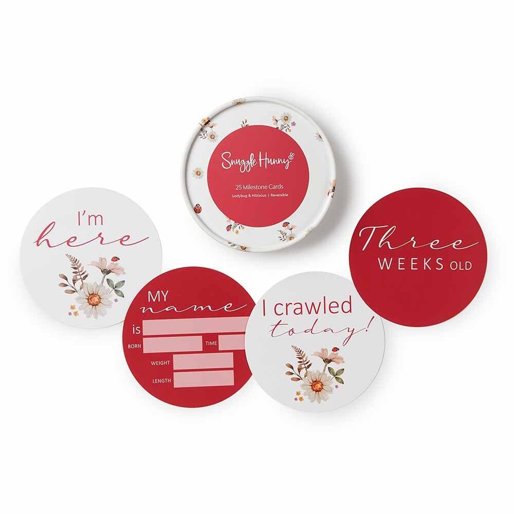 Ladybug & Hibiscus Reversible Milestone Cards