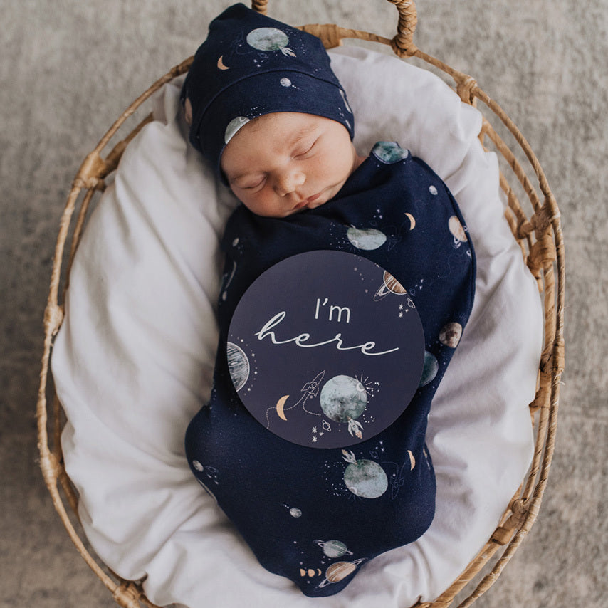 Milky Way Snuggle Swaddle & Topknot Set