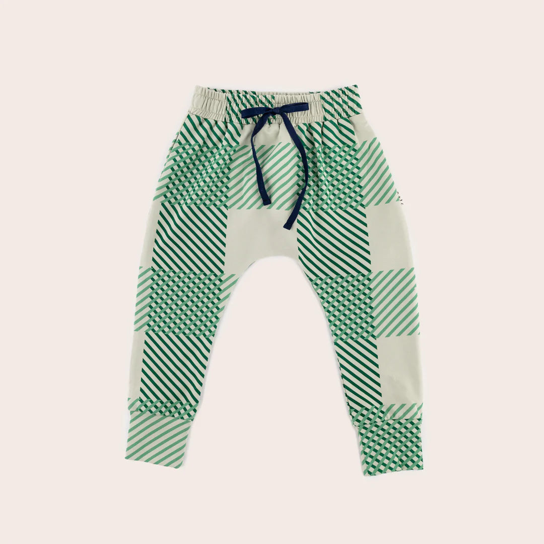 Green Plaid Slim Fit Harem Pants