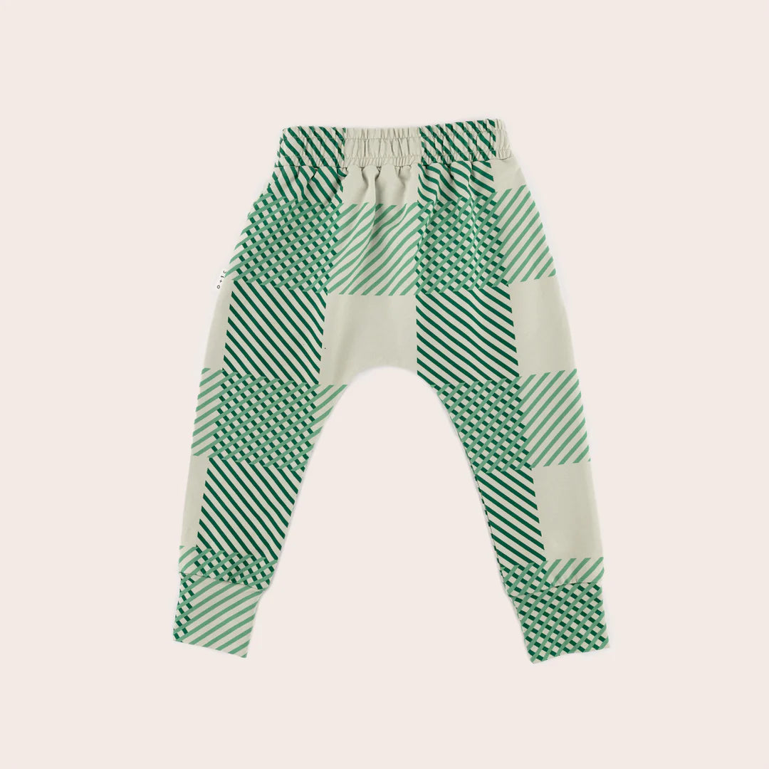 Green Plaid Slim Fit Harem Pants