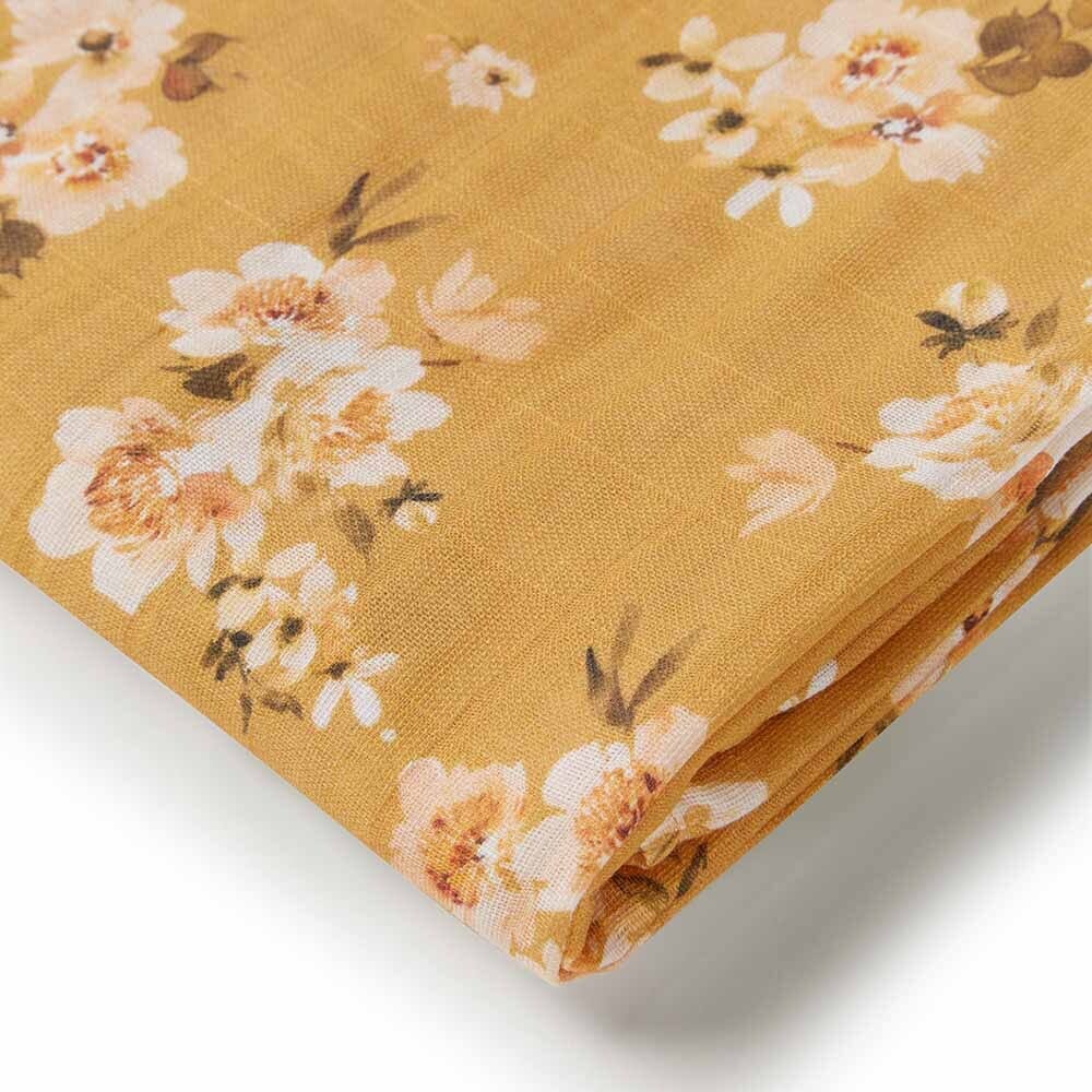 Golden Flower Muslin Wrap