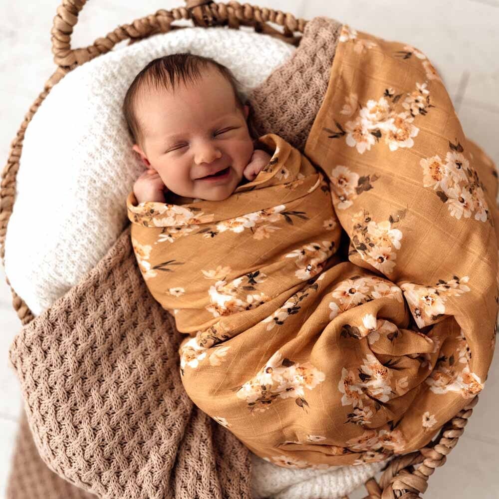 Golden Flower Muslin Wrap