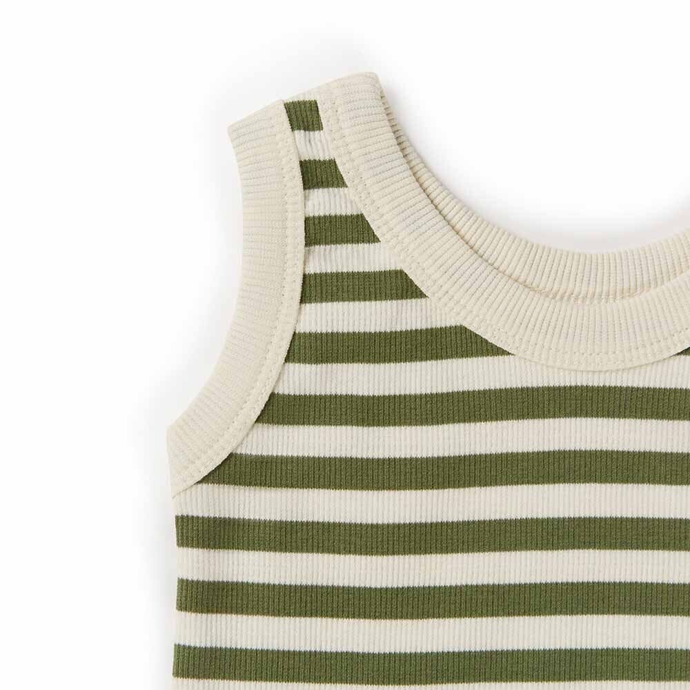 Olive Stripe Singlet