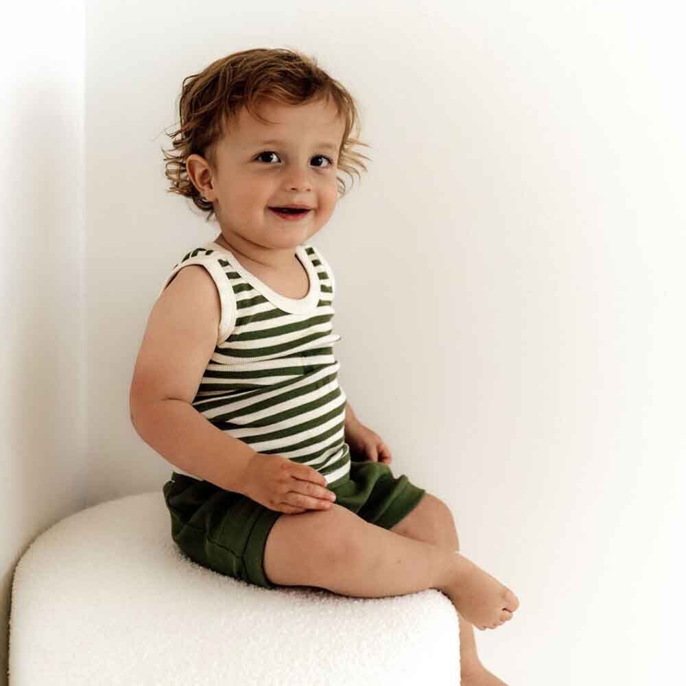 Olive Stripe Singlet