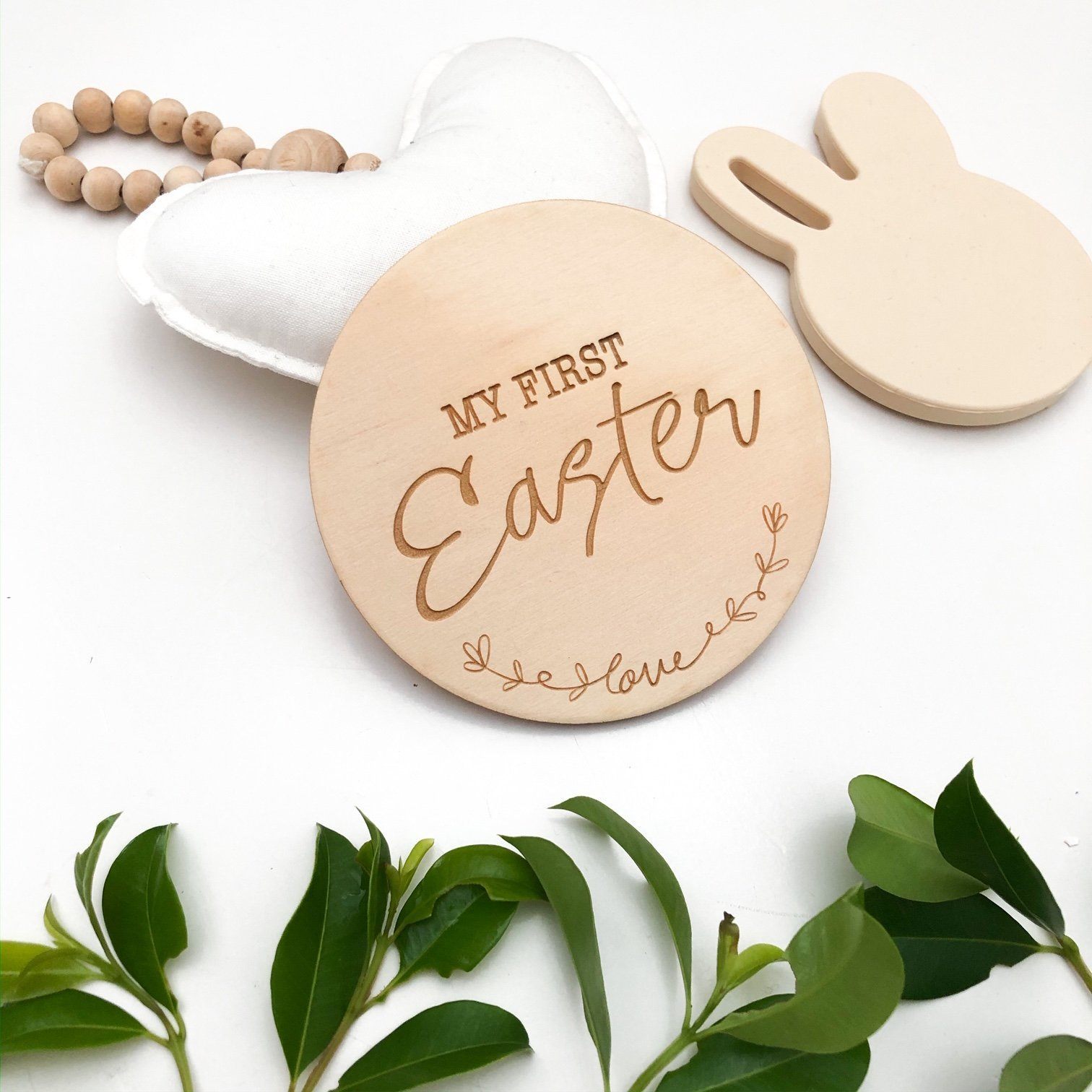 First Easter Wooden Plaque (Love Script)