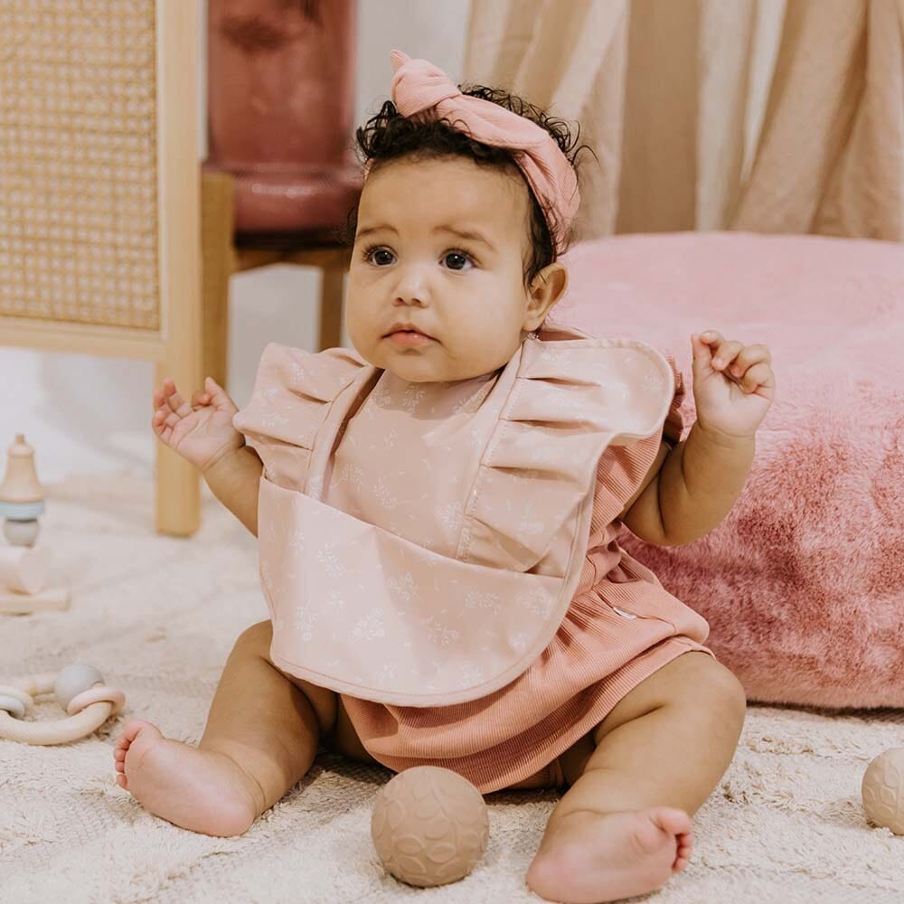 Dusty Rose Frill Snuggle Bib