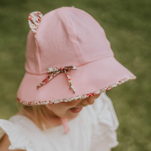 Paisley Trimmed Kitty Toddler Bucket Hat (Blush)