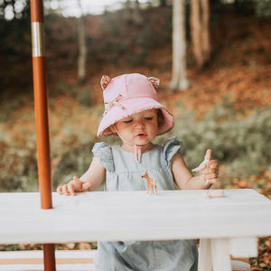 Paisley Trimmed Kitty Toddler Bucket Hat (Blush)