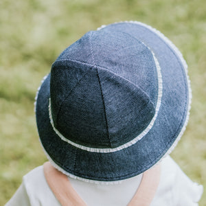 Toddler Bucket Hat Ruffle Trim (Denim)