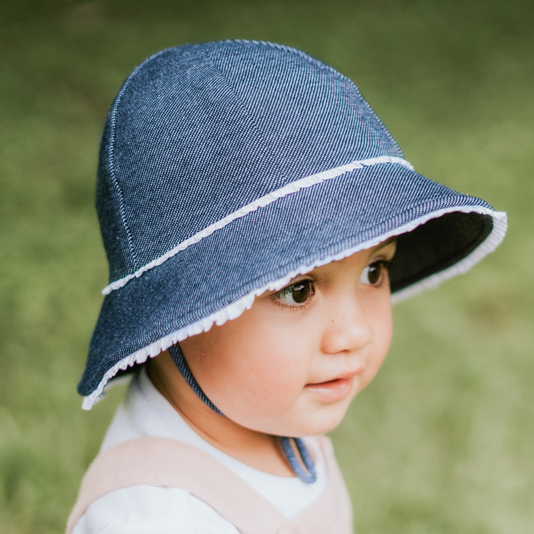 Toddler Bucket Hat Ruffle Trim (Denim)