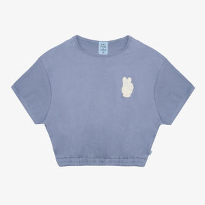 Elastic Waist SS Blue Rib Tee