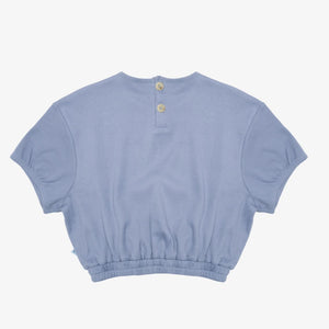 Elastic Waist SS Blue Rib Tee