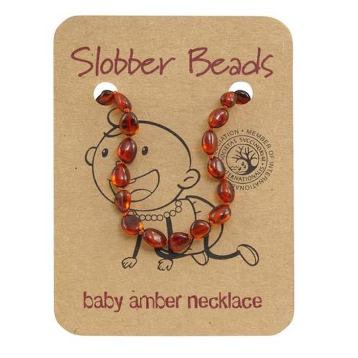 Amber Baby Teething Necklace (Cognac Oval)