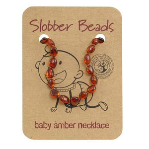 Amber Baby Teething Necklace (Cognac Oval)