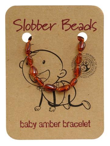 Amber Baby Teething Bracelet (Cognac Oval)