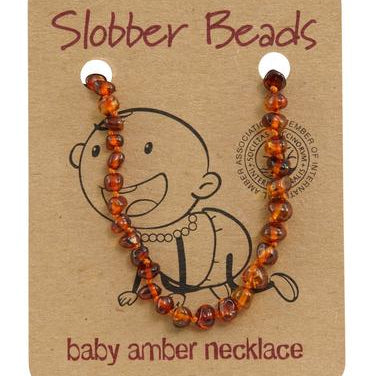 Amber Baby Teething Necklace (Cognac Round)
