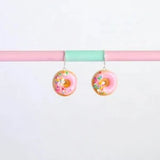 Strawberry Iced Donut Dangley Earrings