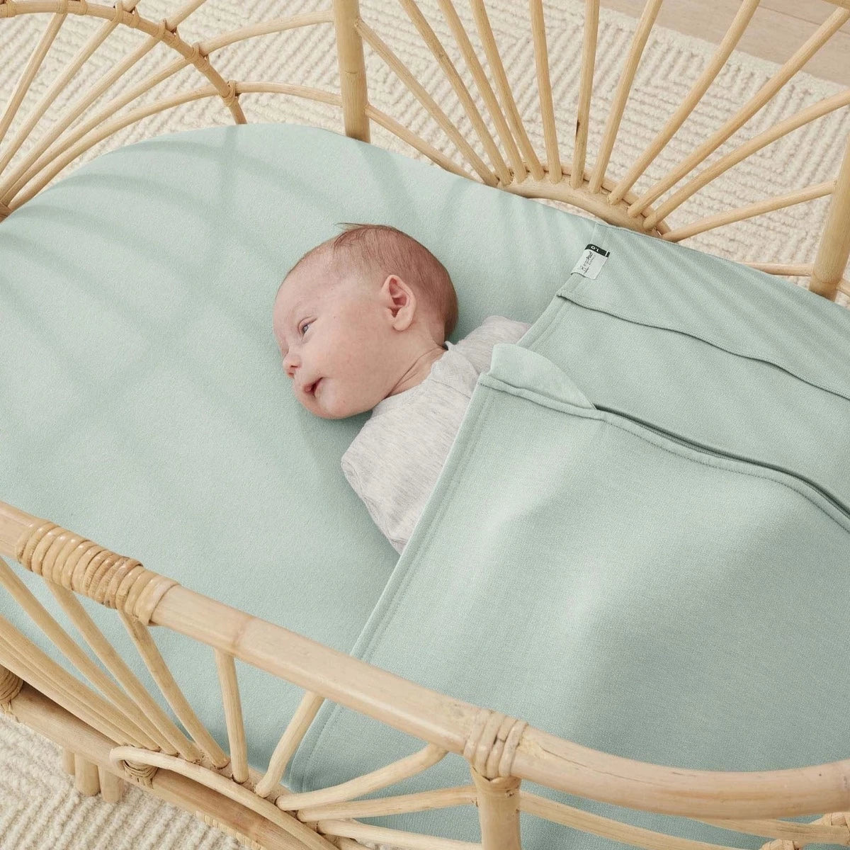 Organic Bassinet Fitted Sheet (Sage)
