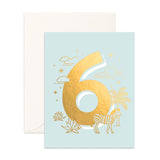 Number 6 Animals Greeting Card