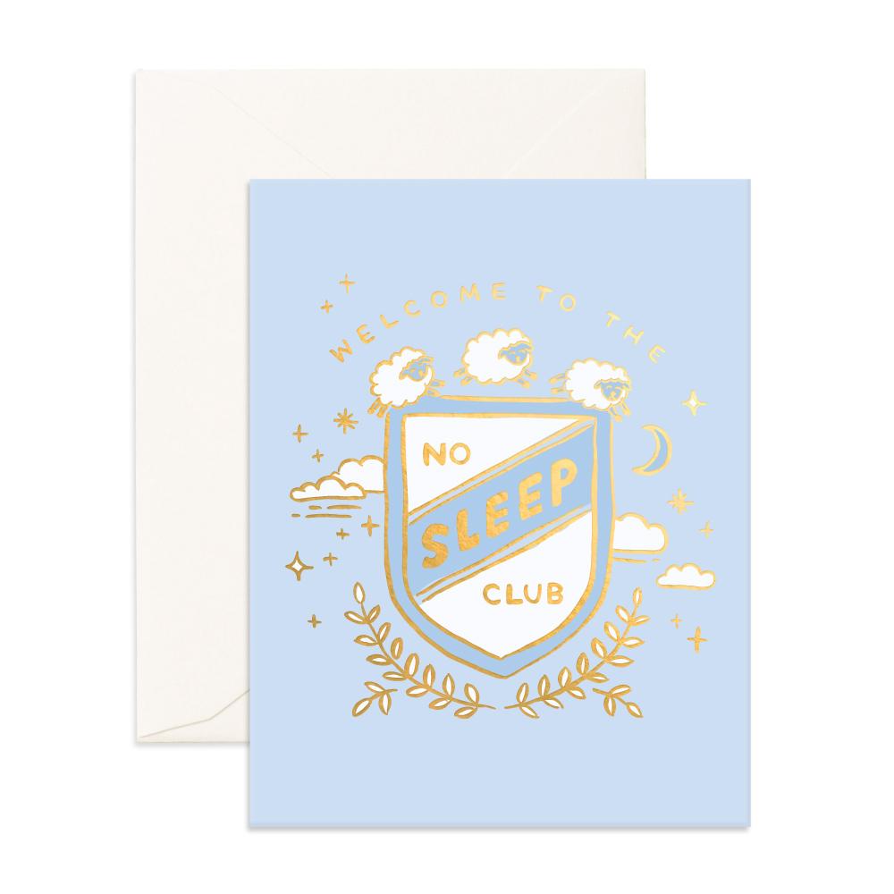 No Sleep Club Greeting Card (Blue)